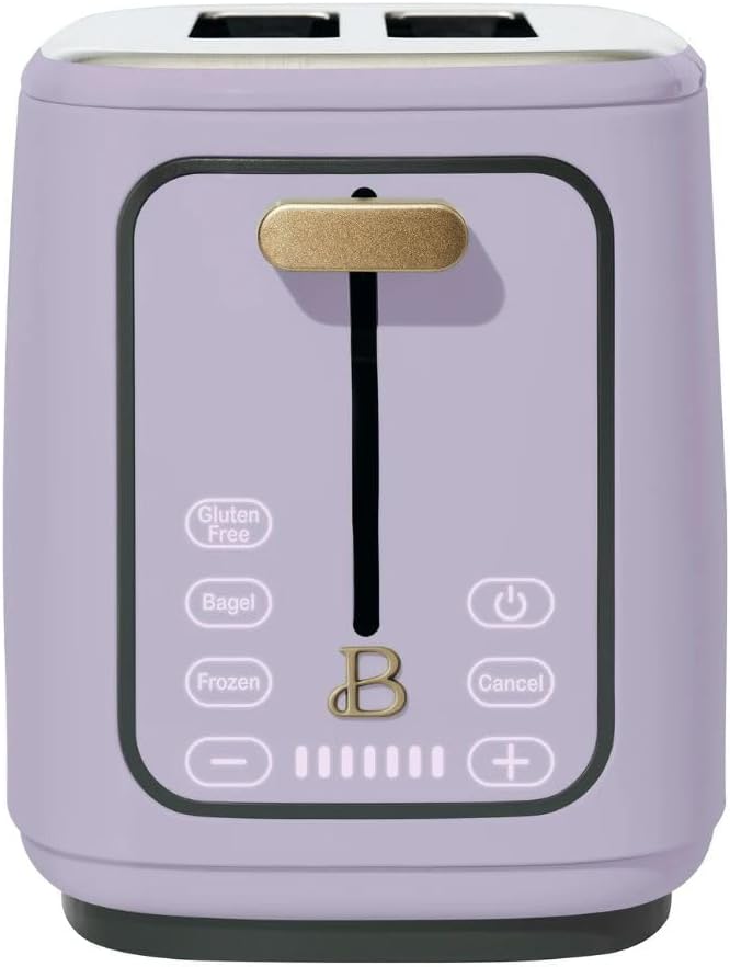 Beautiful by Drew Barrymore 2-Slice Toaster, Touch-Activated Display, 7 Shade Settings, Bagel/Frozen/Reheat Presets. (Lavender)