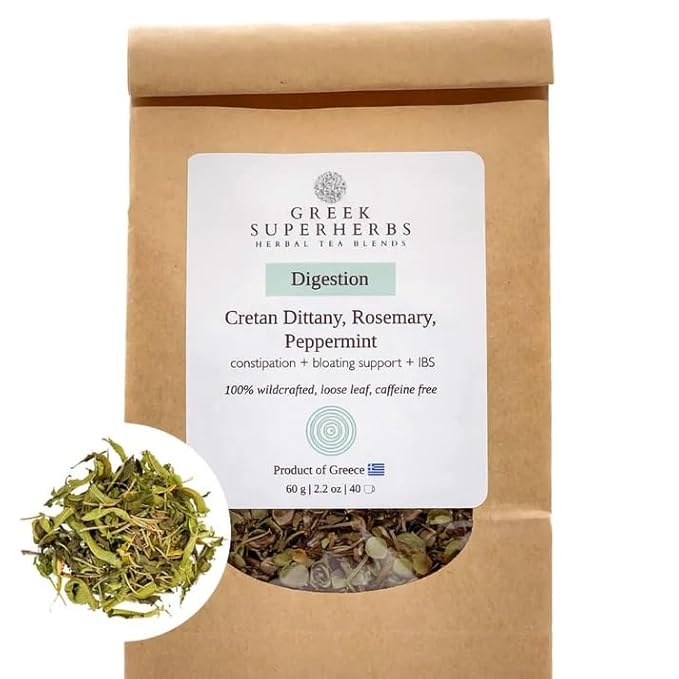 Digestion Tea | Loose Herbal Tea | Dittany of Crete, Peppermint, Rosemary | 100% Wild Crafted, Caffeine Free, Natural, Earthy Flavor | 30G (1.1OZ)