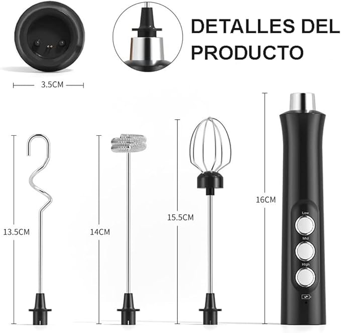 Milk Frother Handheld, atolla USB Rechargeable Electric Foam Maker with 3 Heads, 3 Adjustable Speeds Mini Milk Foamer for Latte, Cappuccino, Coffee, Hot Chocolate, Matcha