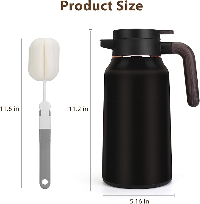 70oz Thermal Coffee Carafe,Insulated Thermal Pitcher,Stainless Steel Coffee Carafes For Keeping Hot/Cold Beverage Water Drink Tea Coffee Dispenser Urn Vacuum Pot