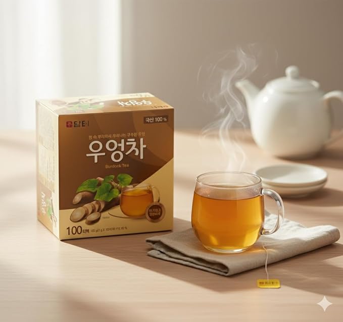 Damtuh Korean Burdock Root Tea – Herbal Wellness & Soothing Drink, Caffeine-Free – 40 Tea Bags (1.5g each)