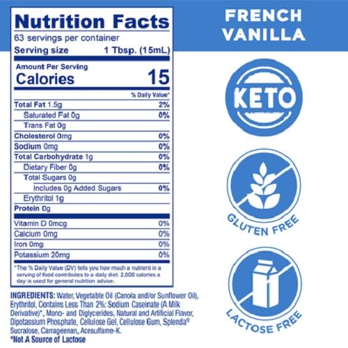 SPLENDA Sugar Free French Vanilla Coffee Creamer, 32 Fl Oz (Pack of 6)