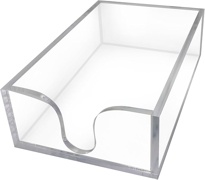 Acrylic Napkin Holder, Clear Rectangle Guest Towel Holder Tray for Bathroom, Kitchen, Office - 9x5.5x2.5in