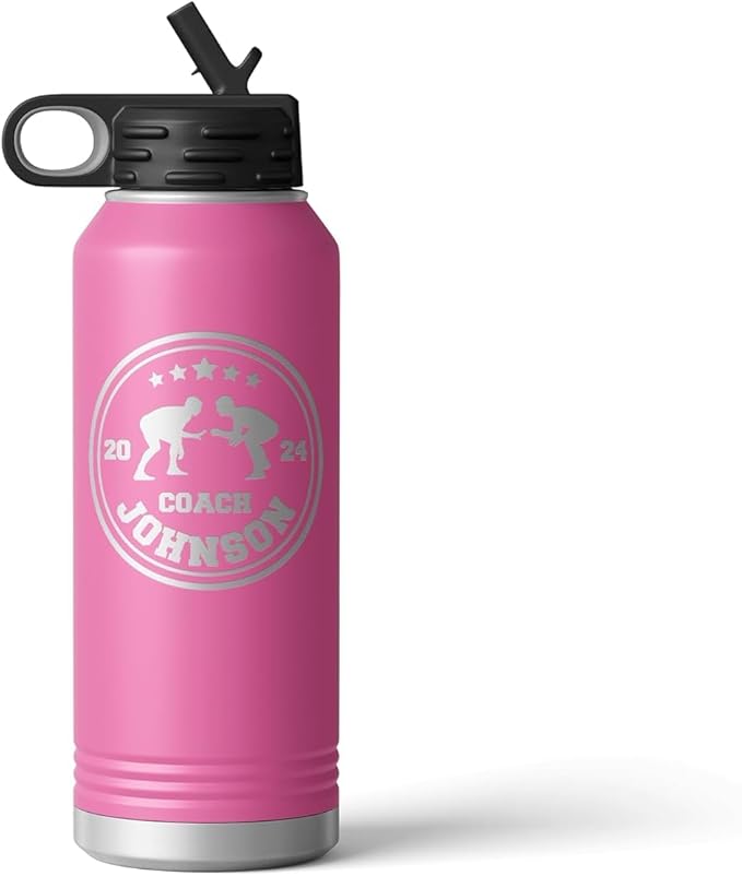 Wrestling Coach gifts, Tumbler, Coach tumbler, Wrestling gifts, Coach Beer glass, Coach gift, Coach gifts, Wrestling Coach (Wrestling Circle, Pink, 32oz Water Bottle)