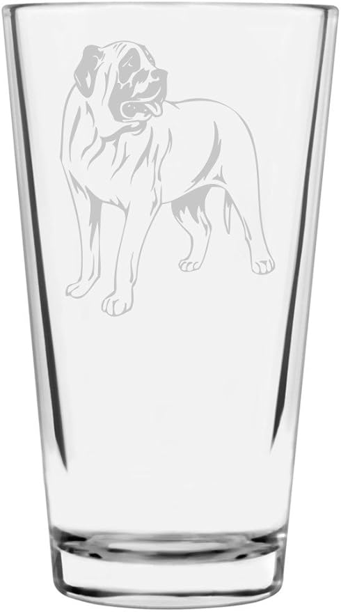 Mastiff (American) Dog Themed Etched All Purpose 16oz Pint Glass