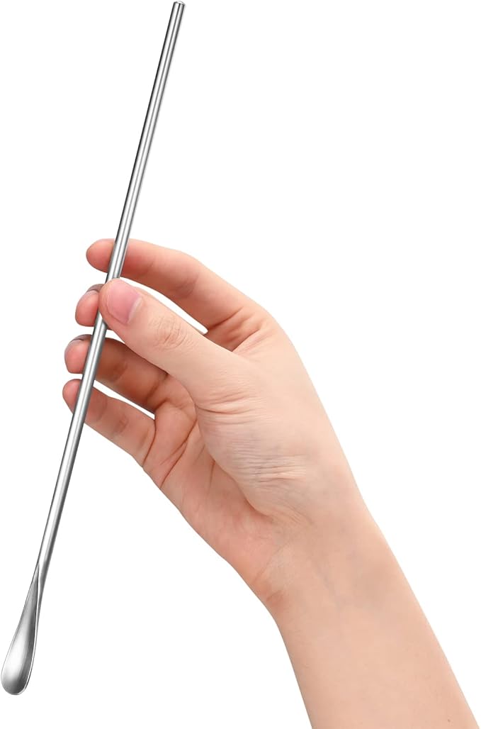 8-Pack 10" / 25.8cm Stainless Steel Long Handle Stirring & Mixing Spoon – Reusable Bar Tool for Coffee, Tea, Iced Drinks & Cocktails