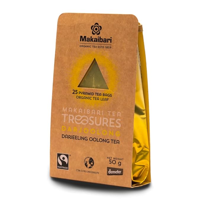 Makaibari Darjoolong Oolong Tea 25 Tea Bags (50g) Pack | Pure USDA Organic Darjeeling Oolong Tea, Delightfully Rich Flavor & Aroma, Semi-Fermented | 25 Tea Bags