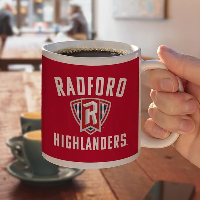 Radford University Highlanders Logo Ceramic Coffee Mug, Novelty Gift Mugs for Coffee, Tea and Hot Drinks, 11oz, White
