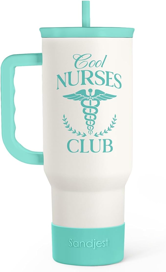 Nurse Gift for Women, Nutrition Facts Tumbler with Handle, Insulated Stainless Steel Travel Coffee Mug for Nursing Friends, Aprreciation Gifts for Nurse Week, Birthday, Christmas, 40oz