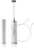 Joe'y Electric Milk Frother, USB Rechargeable Handheld Mixer, Dual Speed Stainless Steel Frother Wand with Double Whisk for Coffee, Lattes, Matcha, Includes Travel Case, Coffee Bar Accessories, White
