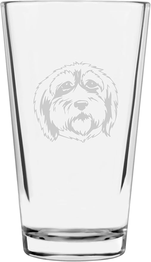 Polish Lowland Sheepdog (PON) Customizable Dog Themed Etched All Purpose 16oz Pint Glass