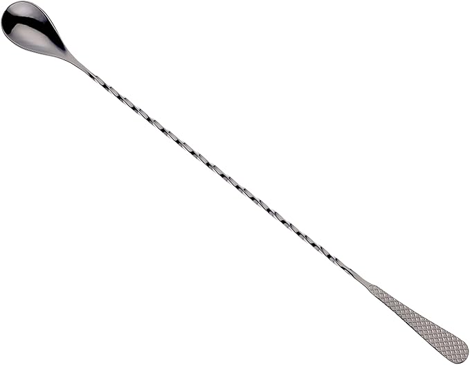 Barfly 13.2-inch Diamond Lattice Etch Bar Spoon, Gun Metal Black