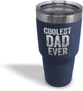 Style In Print Stainless-Steel Engraved Travel Mug Tumbler Coolest Dad Ever C Family & Friends Dad Insulated Thermal Coffee Cup Navy 30 Oz, ETUMB_KHGS044_N30