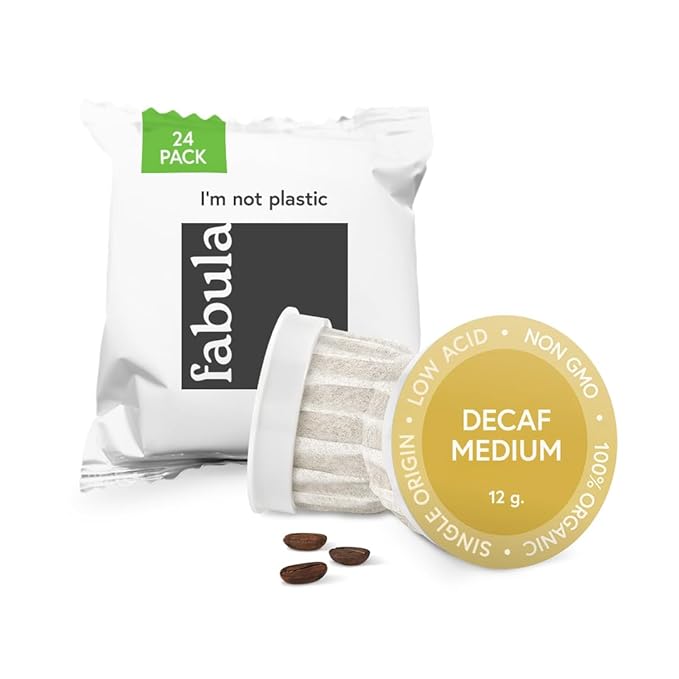 Fabula Organic Decaf Coffee K-Cups, Medium Roast, Low Acid Coffee Pods - Single Origin - Mold Free - Non-GMO - Fair Trade - Compatible with Keurig & Keurig 2 Machines - 24 Count