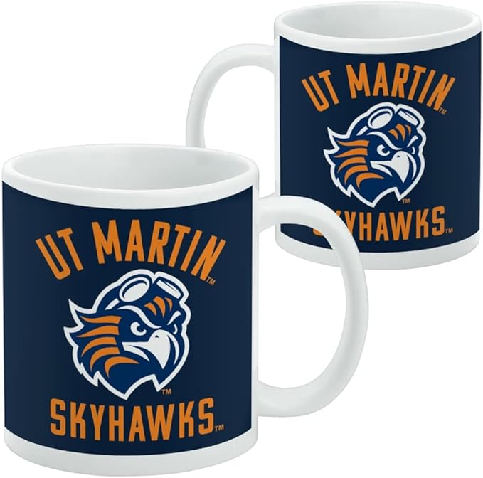 University of Tennessee Martin Skyhawks Logo Ceramic Coffee Mug, Novelty Gift Mugs for Coffee, Tea and Hot Drinks, 11oz, White