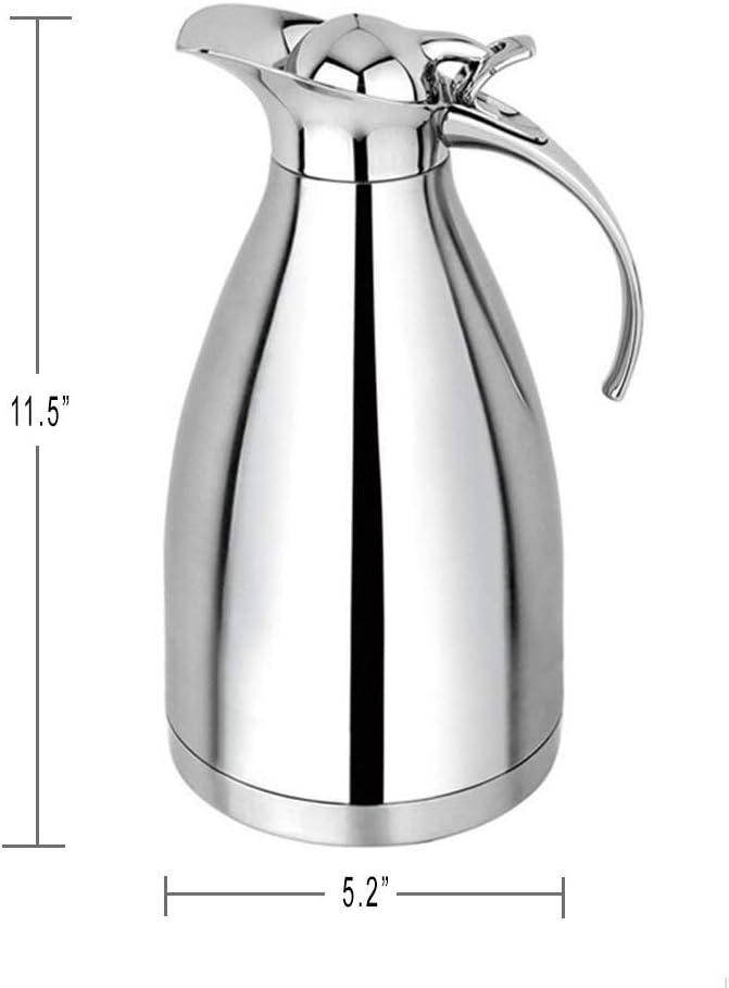 Cuisinox Stainless Steel Thermal Coffee Carafe, Vacuum Insulated for Hot or Cold Beverages, 2 Liters 11" High