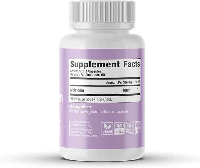 10 mg Extra Strength Dosage Melatonin in Easy-to-Swallow Capsules - 60 Capsule (Pack of 1)