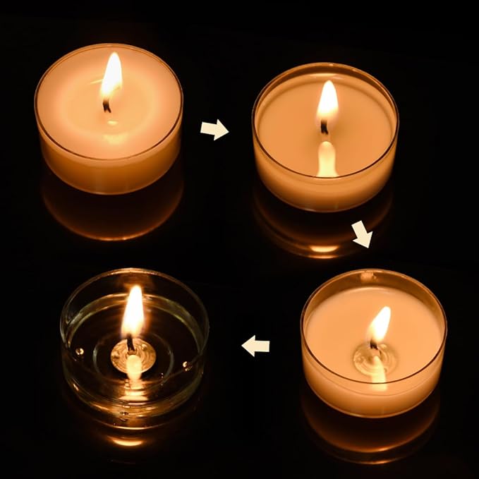 25PCS Pure White Beeswax Tealight Candles, Natural Scent, Clear Cup
