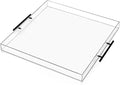 24×21 inches Oversized Clear Acrylic Ottoman Tray with Black Metal Handle and Safe Edge Extra Large Spill-Proof for Serving,Decorative King-Size Organizer Tray for Coffee Table Countertop