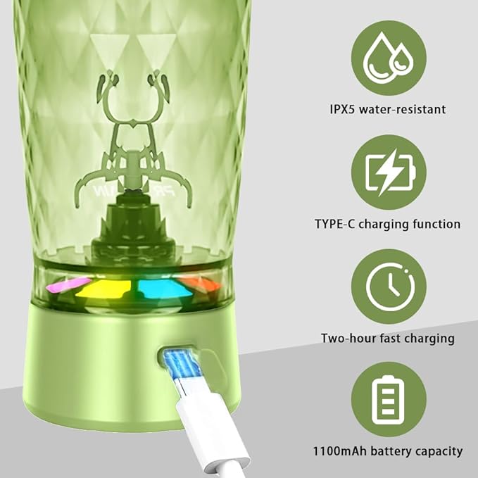 PROCHAIN Electric Protein Shaker Bottle, USB Rechargeable Mixing Cup, Water Drink Mixer Portable Bottles for Gym Sport, BPA-Free Tritan, 22oz (Light Green)