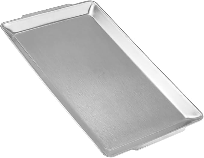 16.3" x 11" Large Serving Platters, Stainless Steel Heavy-Duty Large Serving Trays, Silver Rectangular Plates for Food, Fruit, Party, Wedding, Christmas, Chip and Scratch Resistant