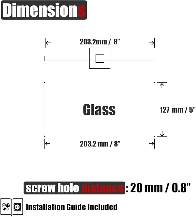 JQK Bathroom Glass Shelf Gold, Tempered Glass Shower Storage 8 by 5 inches, 304 Stainless Steel Brushed Gold Wall Mount, TGS201L8-BG