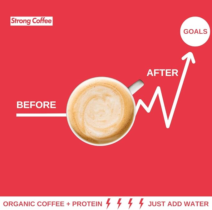 Strong Coffee Co. Instant Vanilla Latte | Organic Coffee with 15g Collagen Protein | Lion’s Mane & L-Theanine | Nootropic Instant Coffee | 12 Serving