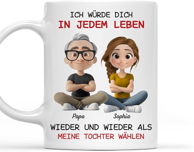 Wrappiness Always Choose You Personalized Coffee Mug for Daughter from Dad - Custom Spanish Coffee Mugs Immer deine Wahl Daughter Birthday Mother's Day Gift from Father