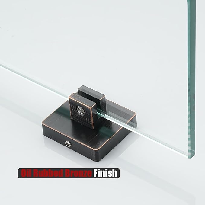 JQK Bathroom Glass Shelf Oil Rubbed Bronze, Tempered Glass Shower Storage 8 by 5 inches, 304 Stainless Steel ORB Wall Mount, TGS201L8-ORB