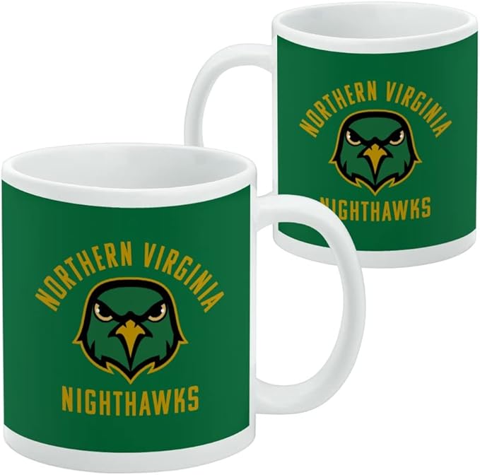 Northern Virginia Community College Nighthawks Logo Ceramic Coffee Mug, Novelty Gift Mugs for Coffee, Tea and Hot Drinks, 11oz, White