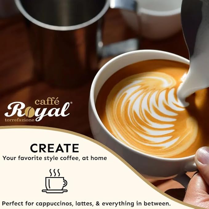 Royal Caffé Italian Coffee Beans – Crema, Medium Dark Roast, 50% Arabica Robusta Blend, Hazelnut Notes, Whole Bean, Freshly Roasted Gourmet Coffee, 2.2 Pounds (1000 Grams), Made in Italy