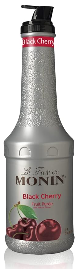 Monin - Black Cherry Purée, Natural Flavors, Great for Teas, Lemonades, Smoothies, and Cocktails, Non-GMO, Vegan, Gluten-Free (1 Liter)