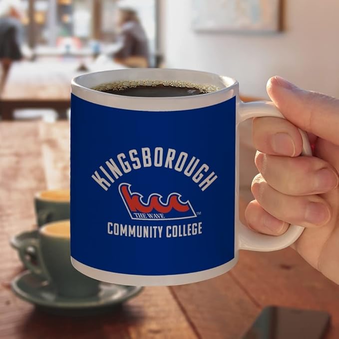 Kingsborough Community College the Wave Logo Ceramic Coffee Mug, Novelty Gift Mugs for Coffee, Tea and Hot Drinks, 11oz, White