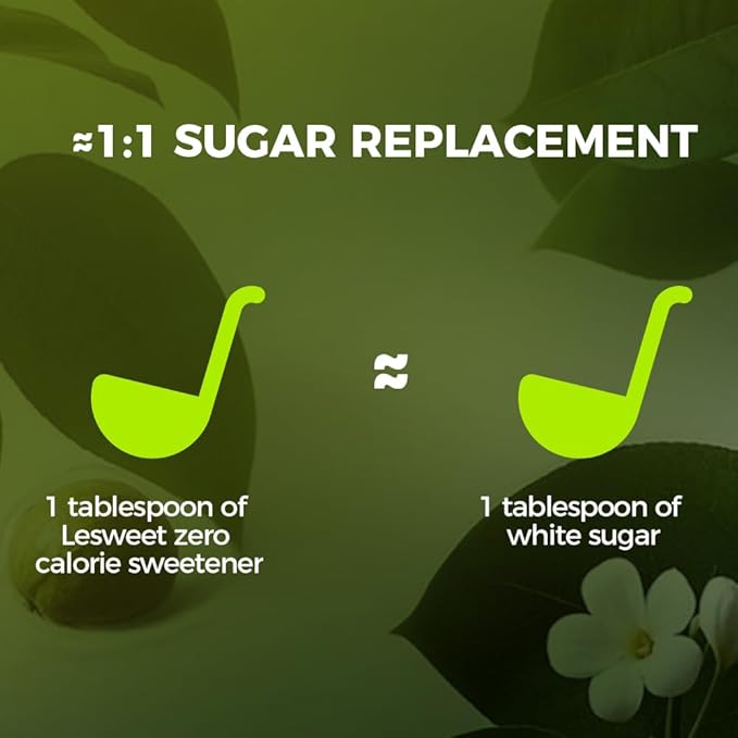 Lesweet Monk Fruit Sweetener with Erythritol, Monk Fruit Extract, 1:1 White Sugar Substitute, Zero Calorie, Keto Friendly, Non-GMO, Perfect for Coffee & Baking, 16 oz (Pack of 1)