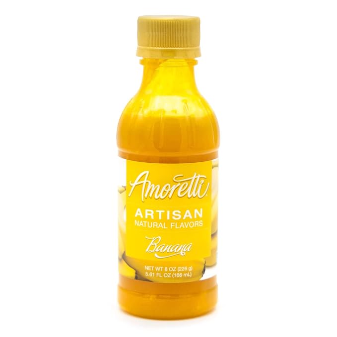 Amoretti - Natural Banana Artisan Flavor Paste, 8 oz, Perfect For Ice Cream, Beverages, Cakes, and more, Preservative Free, Vegan, Gluten Free, No Artificial Sweeteners, Highly Concentrated