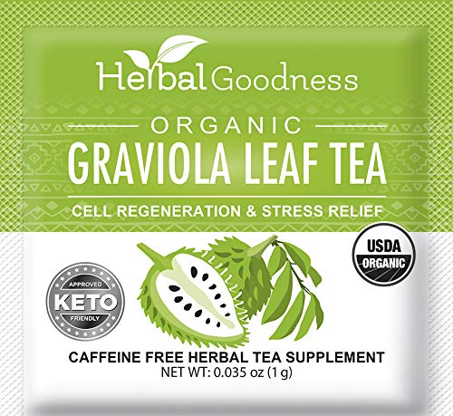 Graviola Leaf Soursop Tea - Organic Soursop Leaves | Hoja de Guanabana Leaves | Cell Support & Regeneration, Calm Relaxation - Caffeine Free - 24 Tea Bags - Herbal Goodness