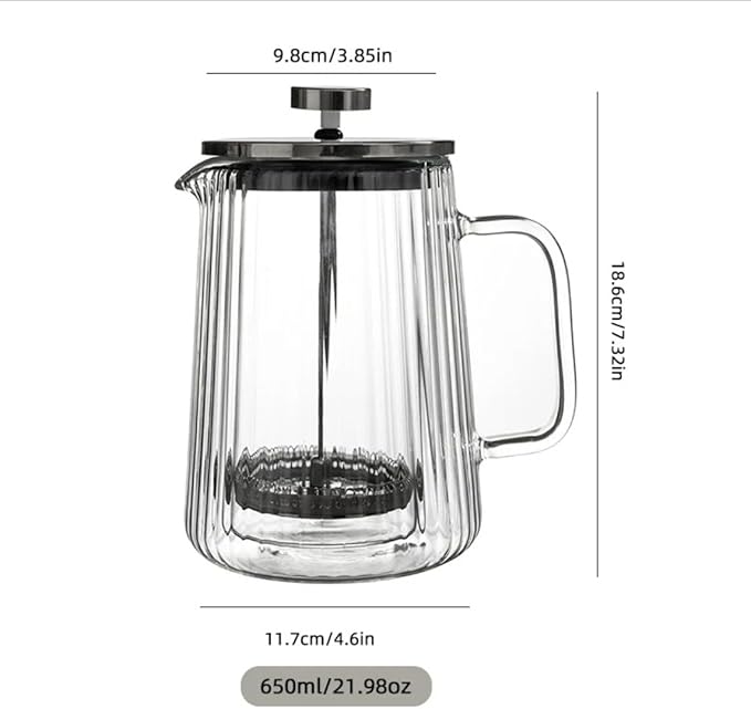 French Press Coffee Maker 650ml/22oz & 7-Piece Grey Silicone Utensil Set with Bamboo Holder – An Exquisite Culinary Ensemble for Coffee Enthusiasts and Culinary Artisans
