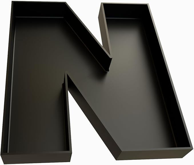 Hard Plastic Reusable Fillable Letters Numbers Serving Trays for Party Decoration (N, Black)