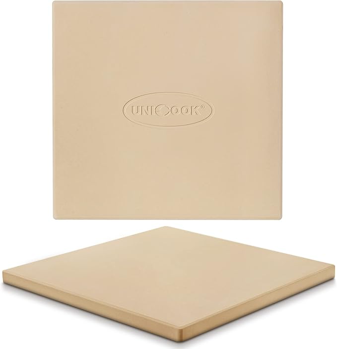 Unicook Pizza Stone for Oven and Grill, 12 inch Square Bread Baking Stone, Cordierite Baking Pan, Thermal Shock Resistant, Making Crispy Crust Pizzas, Bread, Cookie and More