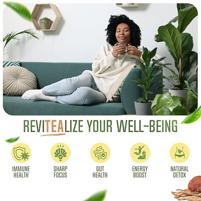 ReviTEAlize Organic Matcha Mushroom Powder - Organic Ceremonial Grade - Coffee Alternative - Latte (60 Servings)