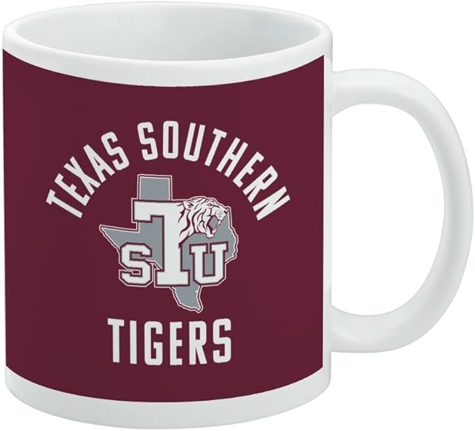 Texas Southern University Tigers Logo Ceramic Coffee Mug, Novelty Gift Mugs for Coffee, Tea and Hot Drinks, 11oz, White