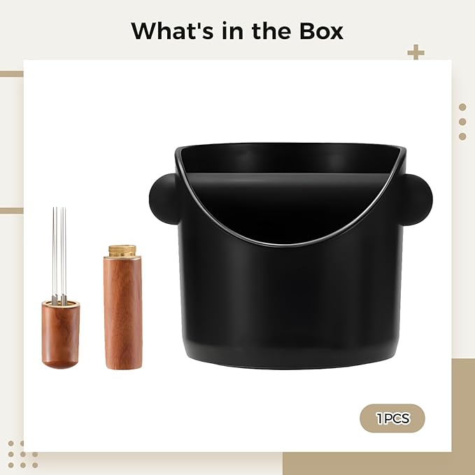 Coffee Knock Box, Espresso Knock Box with Mini Brush, Knock Box with Non-Slip Base and Bar, Knock Box, Espresso Accessories