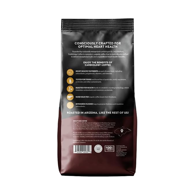 Cardiology Coffee – Whole Bean Coffee – USDA Certified Organic, Mold Free 12oz Premium Light Roast Organic Coffee Beans with Antioxidant Benefits – Perfect for Heart Healthy Lifestyle