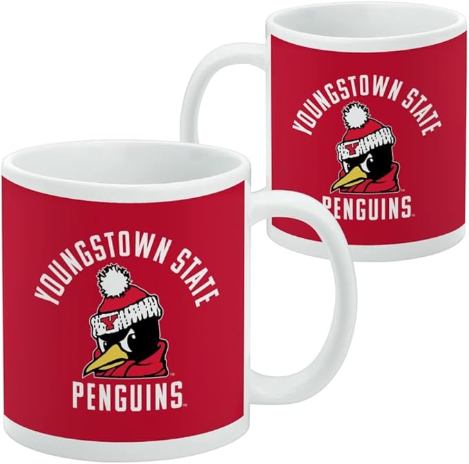 Youngstown State Penguins Logo Ceramic Coffee Mug, Novelty Gift Mugs for Coffee, Tea and Hot Drinks, 11oz, White