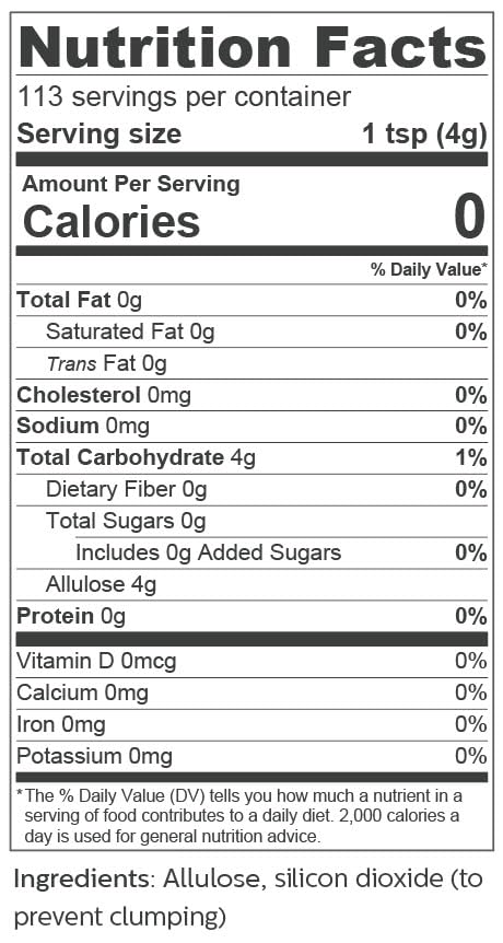 So Nourished Allulose Sweetener Powdered - Keto Sugar Substitute - 0 Calorie, 0 Net Carb, Non-GMO (1 lb / 16 oz)
