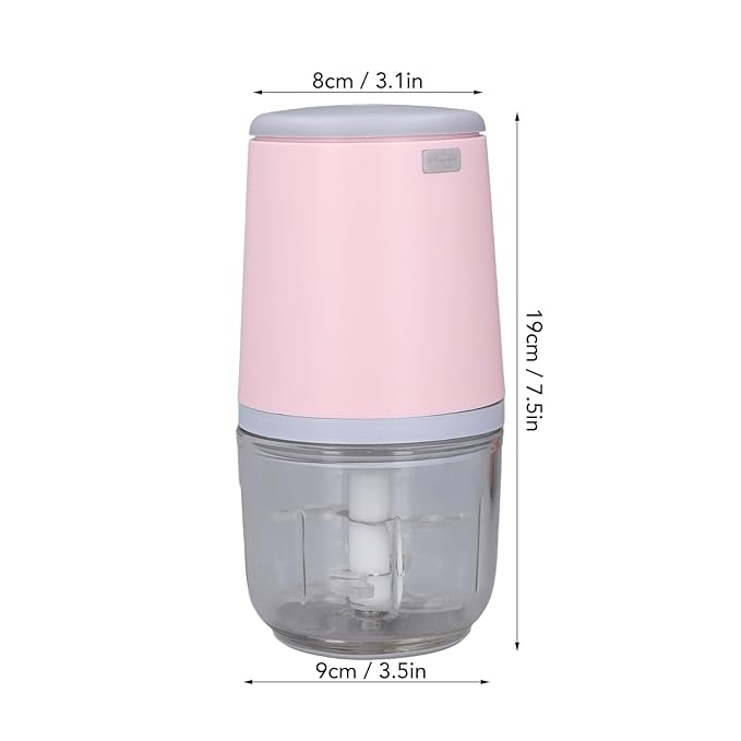 300ML Mini Food Processor, Cordless Electric Food Chopper for Vegetables Fruits Meat, Baby Food Preparer Includes Blade, Container and Charging Cable (Rosa)