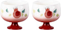 KAMMAK Tea Cup, 3oz Small Tea Cups Set of 2, Gradient Red Porcelain Tea Set for Home, Tea Party, Cute Hand-painted Ceramic Teacups with Short Stem, Chinese Kungfu Tea Set for Hot/Cold Drink