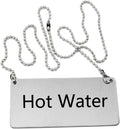 New Star Foodservice 27518 Stainless Steel Chain Sign, (Hot Water), 3.5"x 1.5", Set of 6