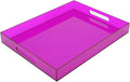 Large Acrylic Tray Ottoman Coffee Table Tray with Handles 17x13'' Decorative Serving Platter for Food Tea Dinner Snack Eating Bar Party, Purple