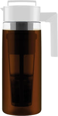 Takeya Tritan Cold Brew Coffee Maker - Airtight Pitcher with Leak-Free Lid - BPA-Free Cold Brew Maker with Silicone Handle - Dishwasher-Safe Pitcher for Homemade Cold Brew - 2 Quart, White